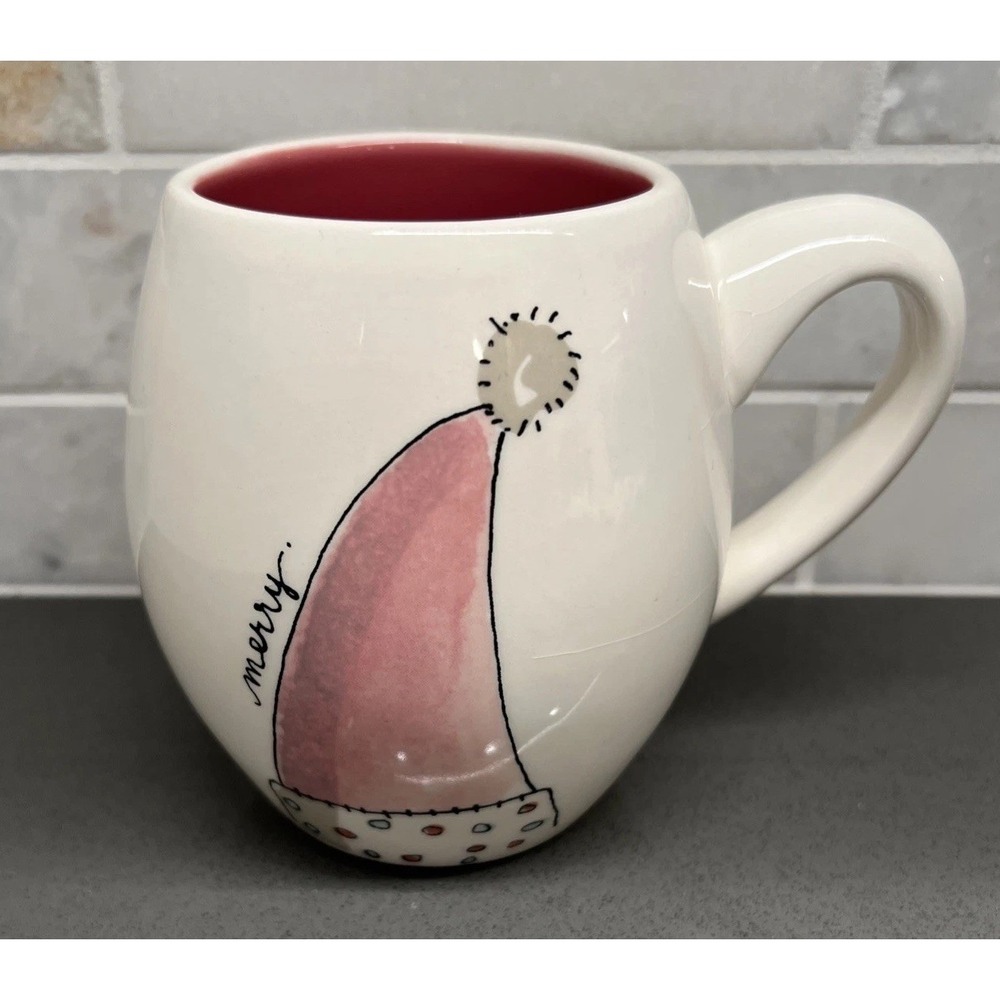 Santa Hat Magenta Lrg Mug Merry Artisan Collection Christmas Theme Holiday